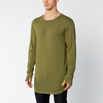 Packs Long Sleeve High-Low Tall Tee // Dark Olive Darb (M)