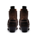 Skull Embellished Moto Ankle Boot // Brown (Euro: 40)