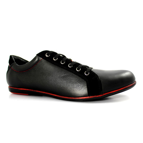 Suede + Leather Contrast Sneaker // Black (Euro: 40)