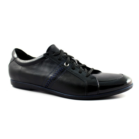 Patent + Smooth Leather Sneaker // Black (Euro: 40)