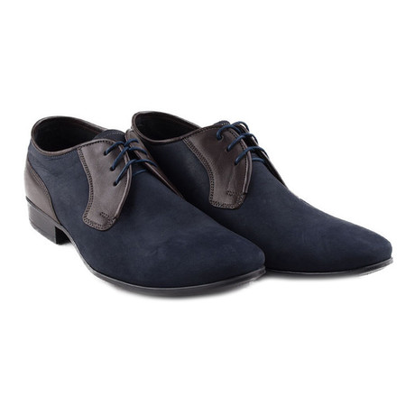 Suede + Leather Two Tone Derby // Navy Blue (Euro: 40)