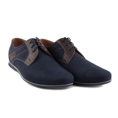 Suede + Leather Stitched Two Tone Derby // Navy Blue (Euro: 40)