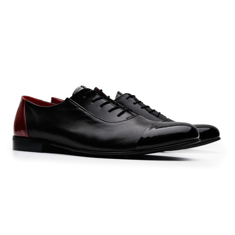 Patent + Smooth Leather Two Tone Oxford // Black (Euro: 40)