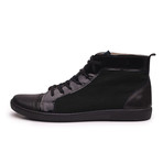 Suede + Lizard Embossed Leather High-Top // Black (Euro: 42)