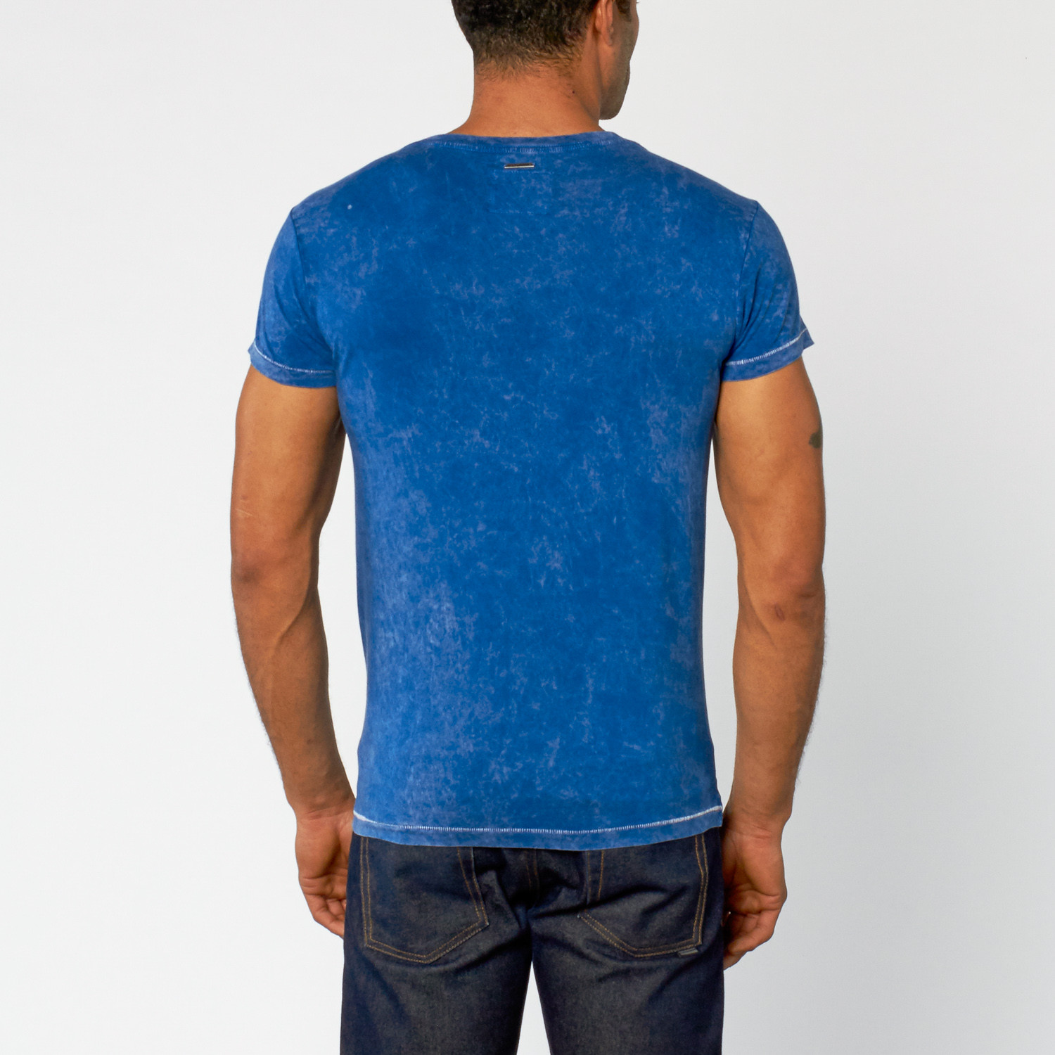 Ash Brown Thermal Knit V Neck Mineral Wash