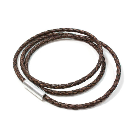 Triple Wrap Round Leather Rapper Bracelet // Aluminum Clasp // Antique Brown Denim // 3MM (Small)