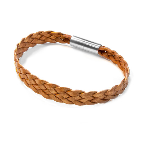 Sonoma Flat Braided Leather Bracelet // Aluminum Clasp // Metallic Bronze // 10MM (Small)