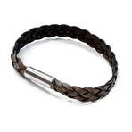 Sonoma Flat Braided Leather Bracelet // Aluminum Clasp // Natural Grey // 10MM (Small)