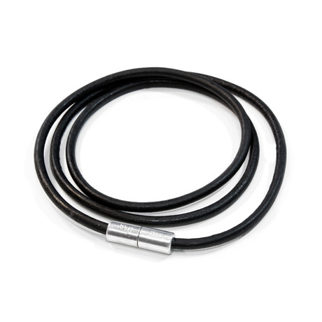 Triple Wrap Round Leather Bracelet // Aluminum Clasp // Black // 3MM (Small)