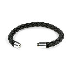 Leather Bracelet // Aluminum Clasp // Antique Black // 8MM (Small)