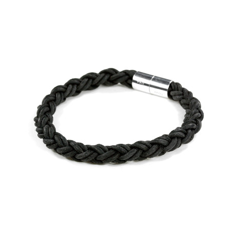 Leather Bracelet // Aluminum Clasp // Antique Black // 8MM (Small)
