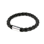 Leather Bracelet // Aluminum Clasp // Antique Black // 8MM (Small)