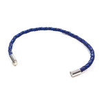 Leather Bracelet // Aluminum Clasp // Blue // 4MM (Small)