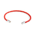 Leather Bracelet // Aluminum Clasp // Red // 4MM (Small)