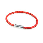 Leather Bracelet // Aluminum Clasp // Red // 4MM (Small)