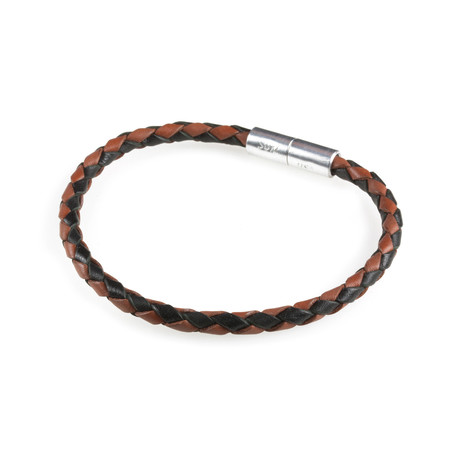 Leather Bracelet // Aluminum Clasp // Black + Brown // 4MM (Small)