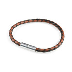 Leather Bracelet // Aluminum Clasp // Black + Brown // 4MM (Small)