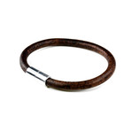 Round Leather Bracelet // Aluminum Clasp // Natural Antique Brown // 6MM (Small)