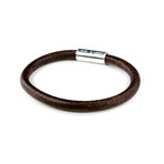 Round Leather Bracelet // Aluminum Clasp // Natural Antique Brown // 6MM (Small)