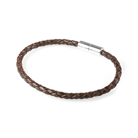 Leather Bracelet // Aluminum Clasp // Antique Brown // 3MM (Small)