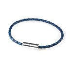 Leather Bracelet // Aluminum Clasp // Blue Denim // 3MM (Small)