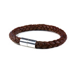 PRO Leather Magnet Therapy Bracelet // Dark Brown // 8MM (Small)