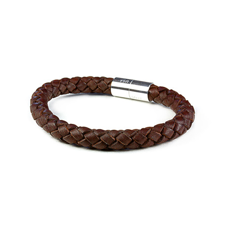 PRO Leather Magnet Therapy Bracelet // Dark Brown // 8MM (Small)