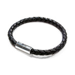 PRO Leather Magnet Therapy Bracelet // Black // 6MM (Small)