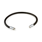 Round Leather Bracelet // Aluminum Clasp // Black // 4MM (Small)