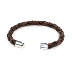Leather Bracelet // Aluminum Clasp // Antique Brown // 8MM (Small)