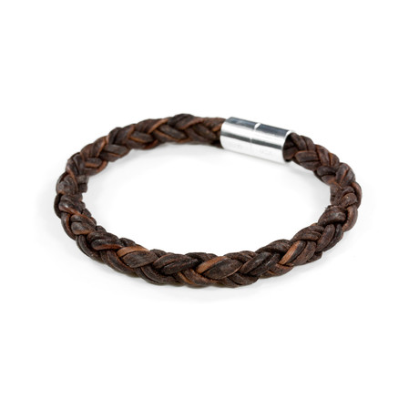 Leather Bracelet // Aluminum Clasp // Antique Brown // 8MM (Small)