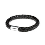 Leather Bracelet // Aluminum Clasp // Black // 8MM (Small)