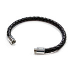 Leather Bracelet // Aluminum Clasp // Black // 6MM (Small)