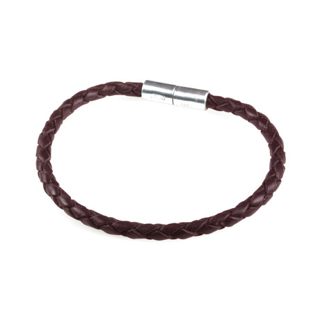 Leather Bracelet // Aluminum Clasp // Dark Brown // 4MM (Small)
