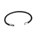 Leather Bracelet // Aluminum Clasp // Black // 4MM (Small)