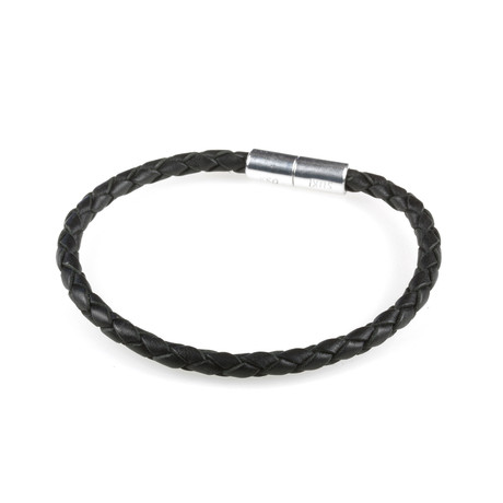 Leather Bracelet // Aluminum Clasp // Black // 4MM (Small)