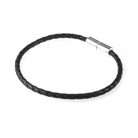 Leather Bracelet // Aluminum Clasp // Black // 3MM (Small)