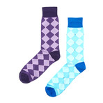 Dress Socks // Purple + Blue Diamond // Pack of 2