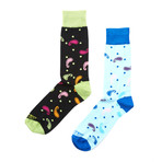 Dress Socks // Blue + Black Dotted Paisley // Pack of 2