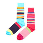 Dress Socks // Turquoise + Red Stripe // Pack of 2