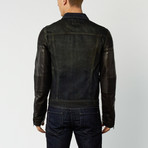 Denim Contrast Sleeve Jacket // Black (2XL)