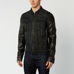 Denim Contrast Sleeve Jacket // Black (L)