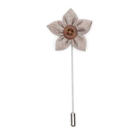 Flower Lapel Pin // Brown Tweed