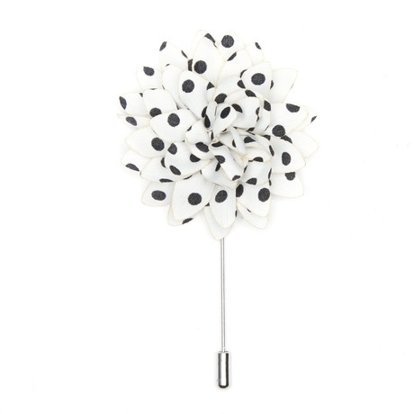Dotted Flower Lapel Pin // Black + White