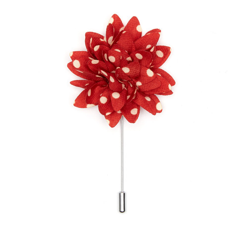 Flower Dotted Lapel Pin // Red