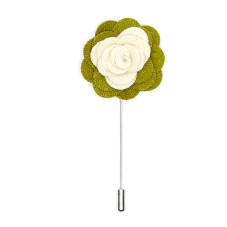 Contrast Lapel Pin // Green + Ivory
