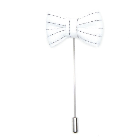 Bow Striped Lapel Pin // White