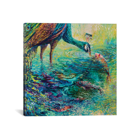 Peacock Diptych Panel II (18"W x 18"H x 0.75"D)