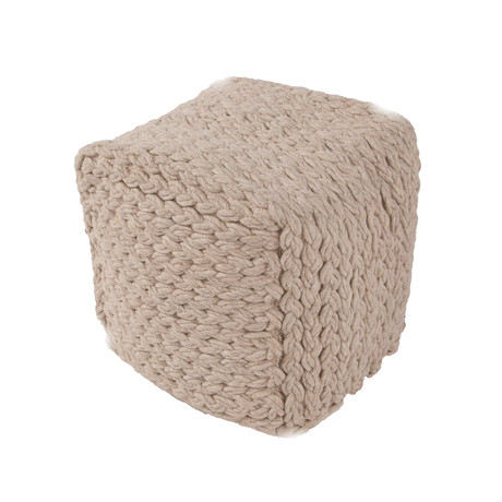 Wool Pouf // Taupe + Tan