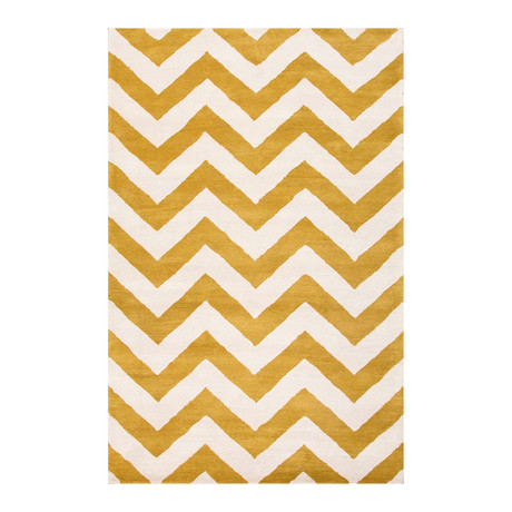 Contemporary Chevrons Pattern Area Rug // Green + Ivory (2' x 3')